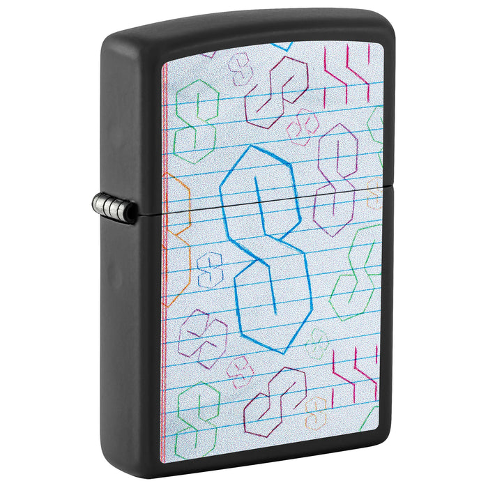 Zippo Lighter: Doodle Design - Black Matte 47477