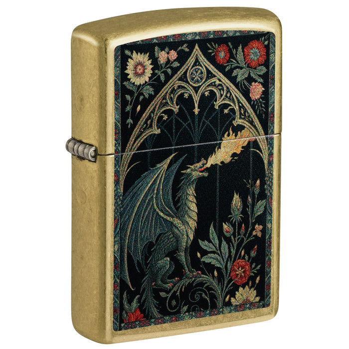 Zippo Lighter: Dragon Tapestry Design - Street Brass 47259