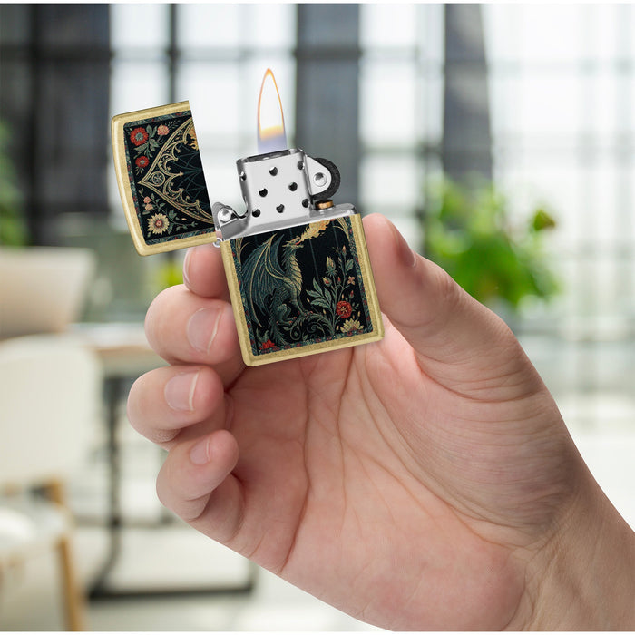 Zippo Lighter: Dragon Tapestry Design - Street Brass 47259