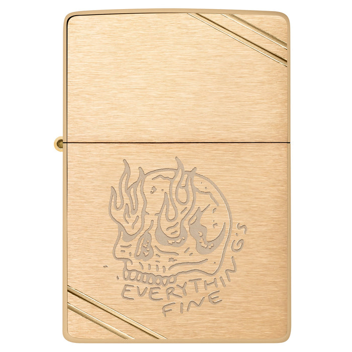 Zippo Lighter: Everything's Fine Design - Brushed Brass 47262