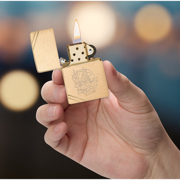 Zippo Lighter: Everything's Fine Design - Brushed Brass 47262