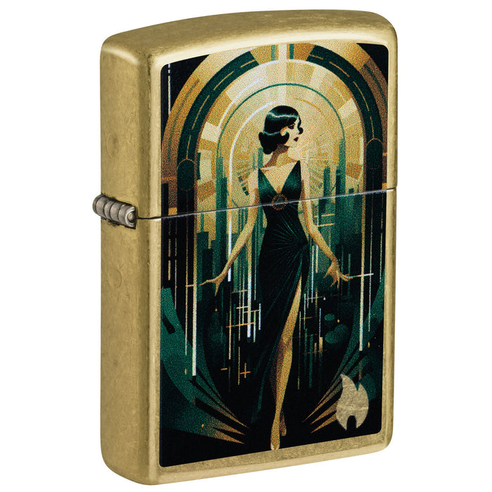 Zippo Lighter: Fancy Flapper Design - Street Brass 47435