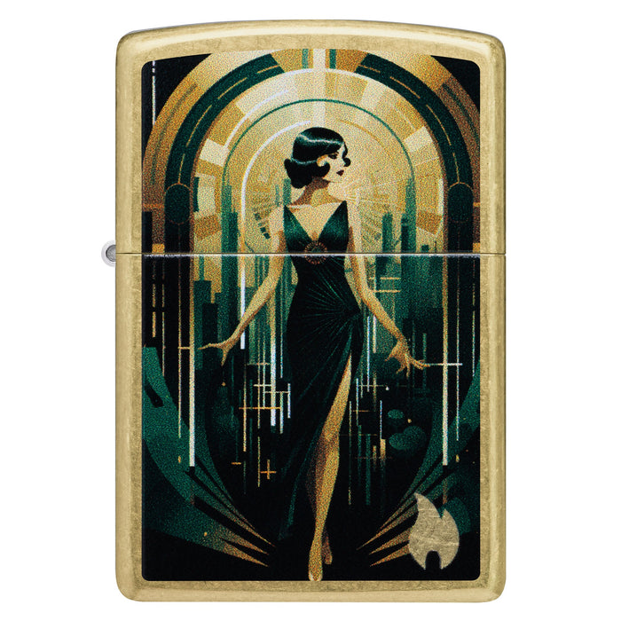 Zippo Lighter: Fancy Flapper Design - Street Brass 47435