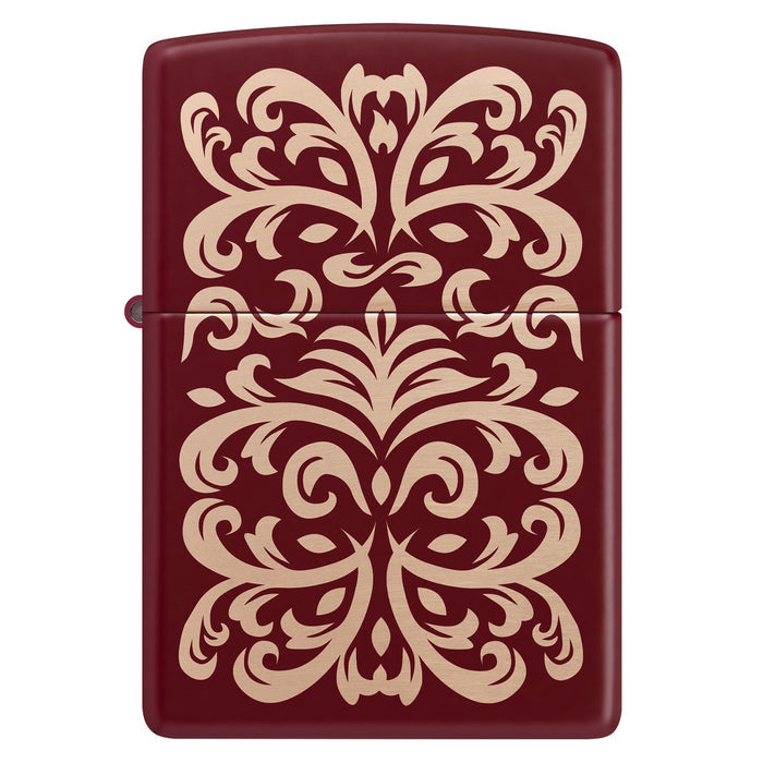 Zippo Lighter: Flame Filigree Design - Merlot 47257