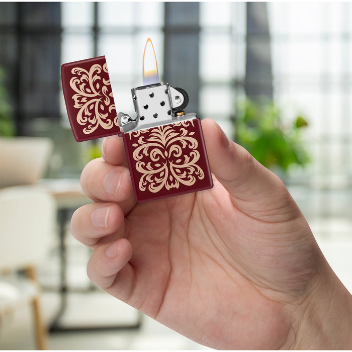 Zippo Lighter: Flame Filigree Design - Merlot 47257