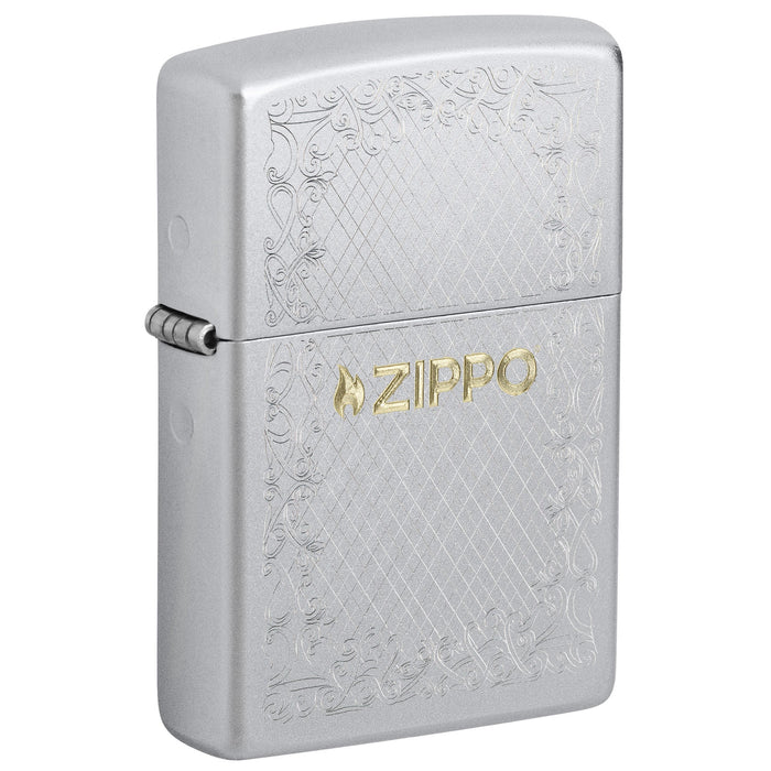 Zippo Lighter: Frame Zippo Design - Satin Chrome 47454