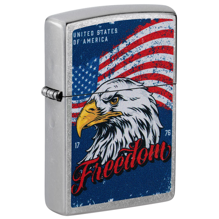 Zippo Lighter: Freedom Eagle Design - Street Chrome 47272