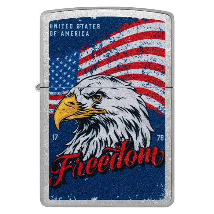 Zippo Lighter: Freedom Eagle Design - Street Chrome 47272