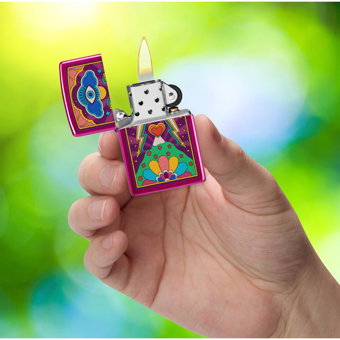 Zippo Lighter: Groovy Gaze Design - Candy Raspberry 47266