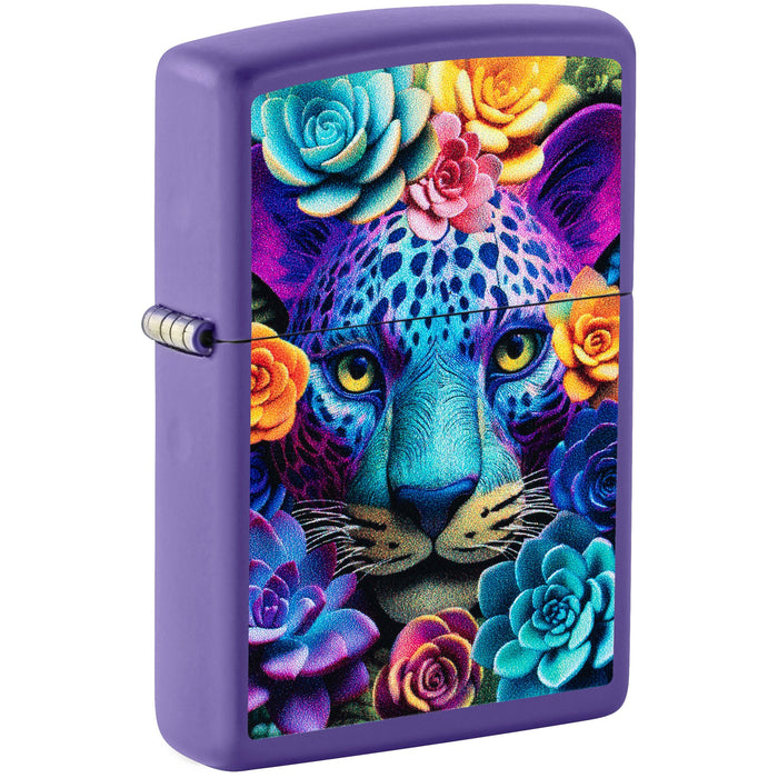Zippo Lighter: Groovy Leopard Design - Purple Matte 47449