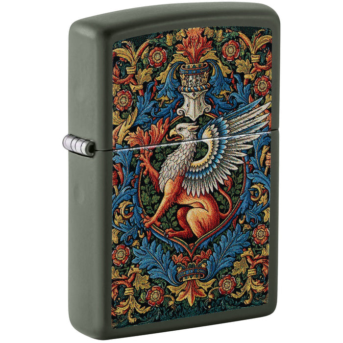 Zippo Lighter: Gryphon Design - Green Matte 47261