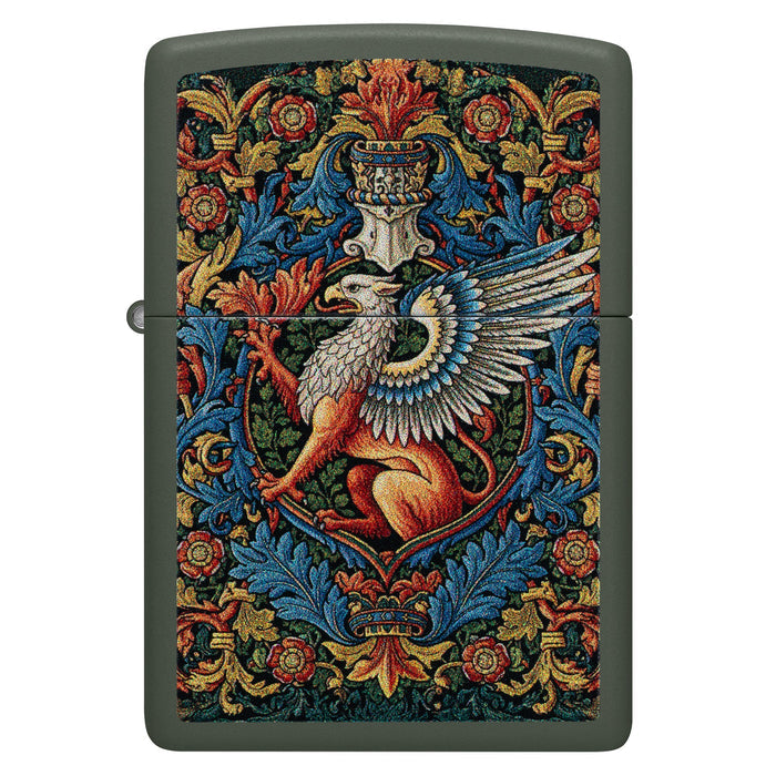 Zippo Lighter: Gryphon Design - Green Matte 47261