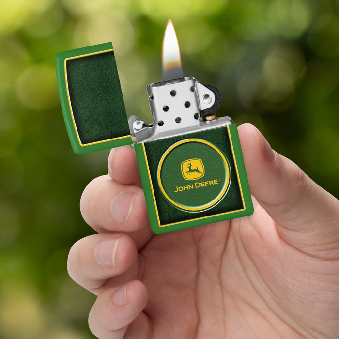 Zippo Lighter: John Deere Turf Design - Moss Green Matte 47396