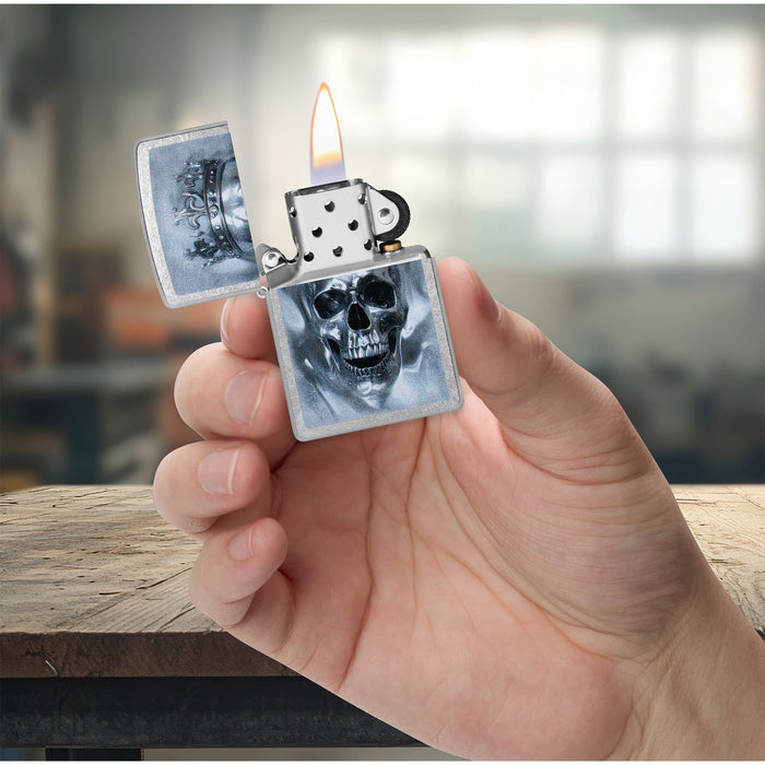 Zippo Lighter: King Cranium Design - Street Chrome 47258