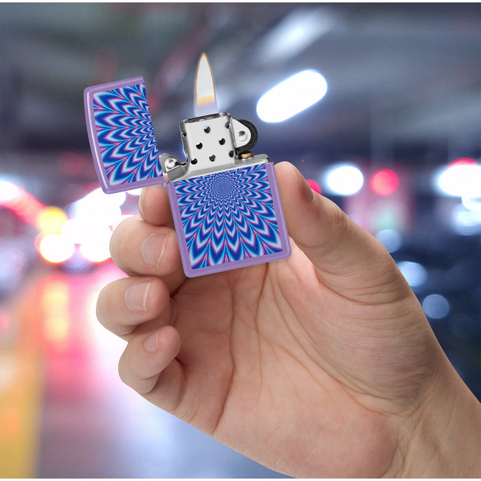 Zippo Lighter: Lavender Illusion Design - Smokey Lavender 47267