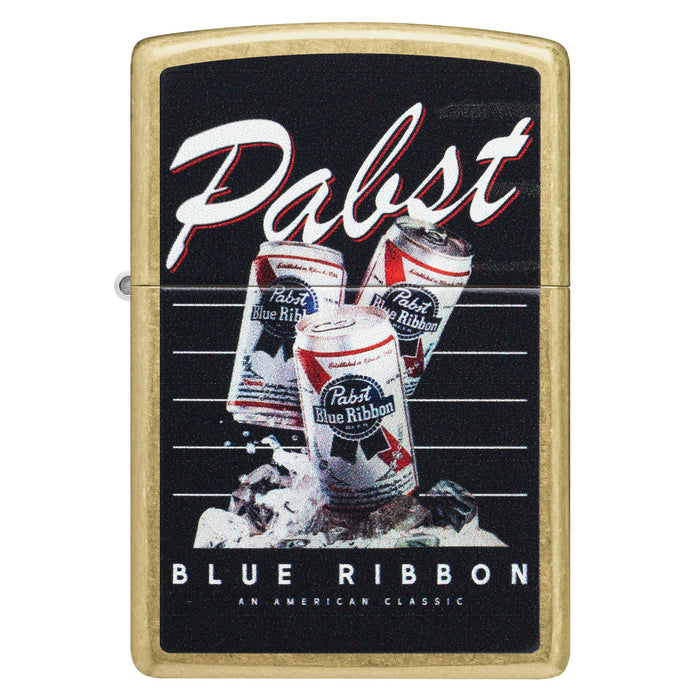Zippo Lighter: Pabst Blue Ribbon American Classic Design - Street Brass 47409