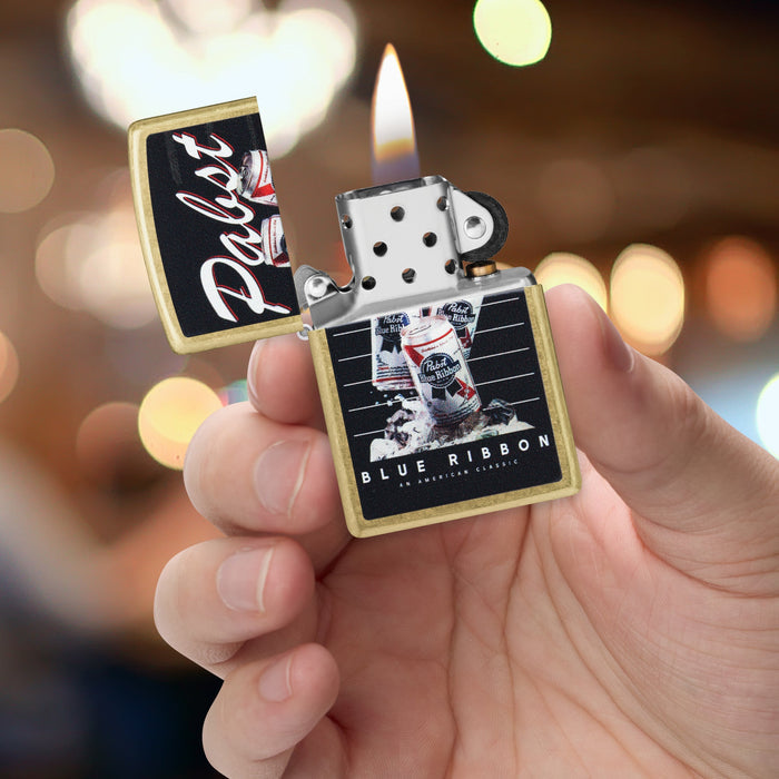 Zippo Lighter: Pabst Blue Ribbon American Classic Design - Street Brass 47409