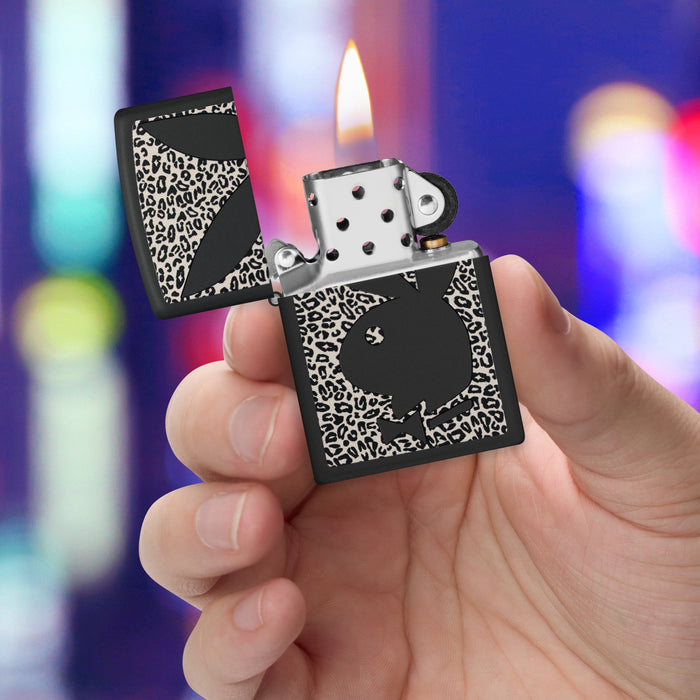 Zippo Lighter: Playboy Cheetah Print Design - Black Matte 47394