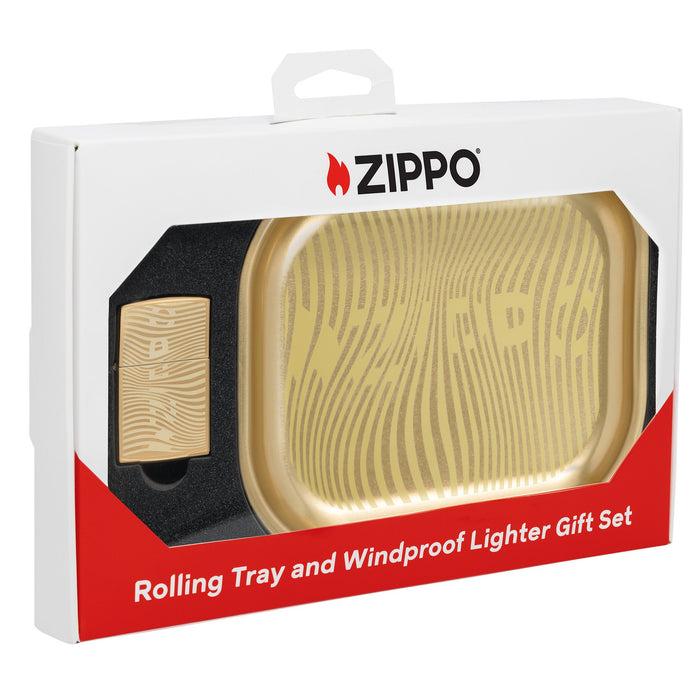Zippo Lighter: Rolling Tray and Lighter Gift Set - High Polish Brass 47300