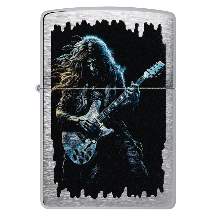 Zippo Lighter: Skeleton Rock Star - Brushed Chrome 47065