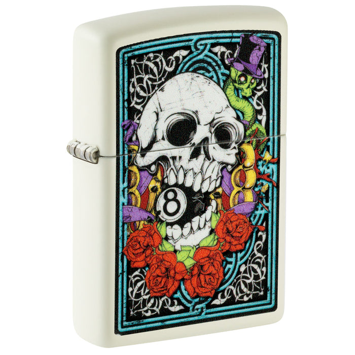 Zippo Lighter: Skull with 8 Ball, Glow-in-the-Dark - 540 Color 81799