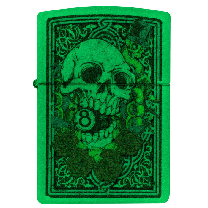 Zippo Lighter: Skull with 8 Ball, Glow-in-the-Dark - 540 Color 81799