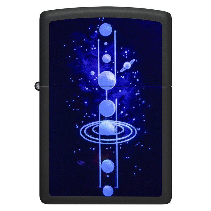 Zippo Lighter: Solar System, Blacklight - Black Matte 47073
