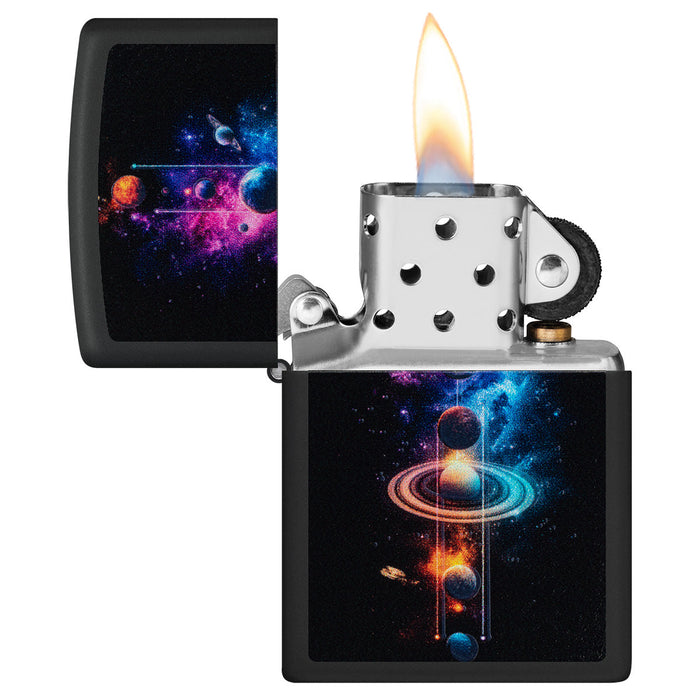 Zippo Lighter: Solar System, Blacklight - Black Matte 47073