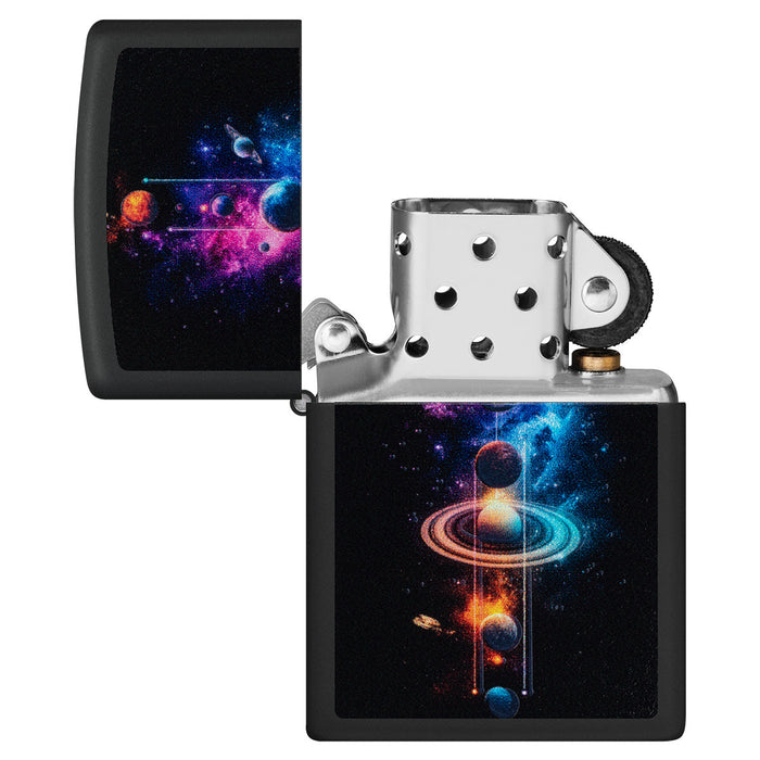 Zippo Lighter: Solar System, Blacklight - Black Matte 47073