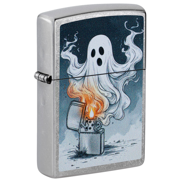 Zippo Lighter: Spooky Spark Design - Street Chrome 47436