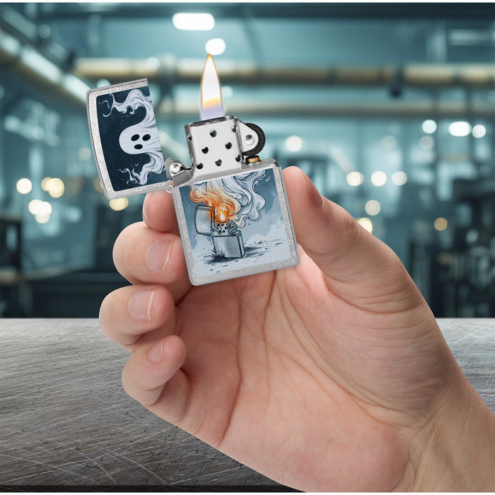 Zippo Lighter: Spooky Spark Design - Street Chrome 47436