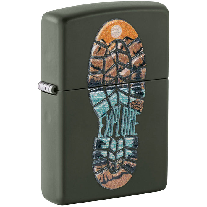Zippo Lighter: Step Out Design - Green Matte 47433