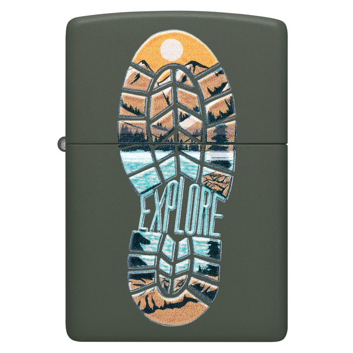 Zippo Lighter: Step Out Design - Green Matte 47433