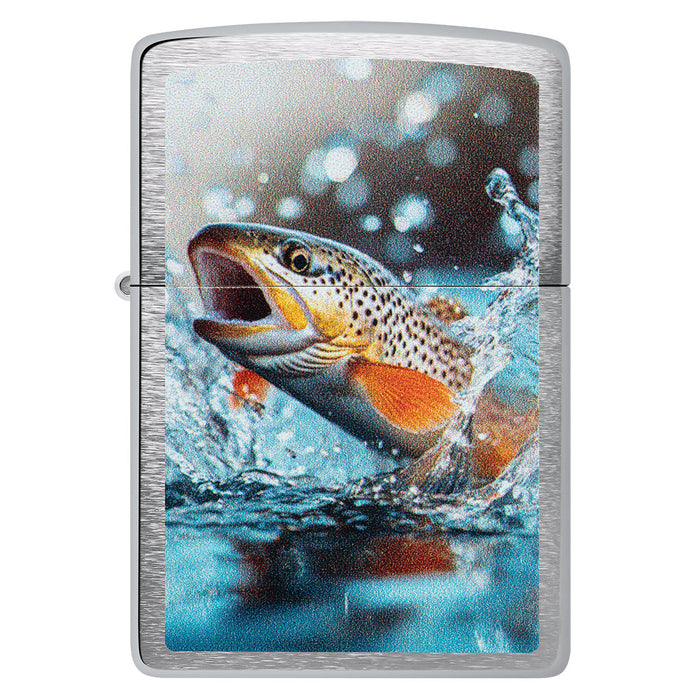 Zippo Lighter: Trout Fish - Brushed Chrome 47046