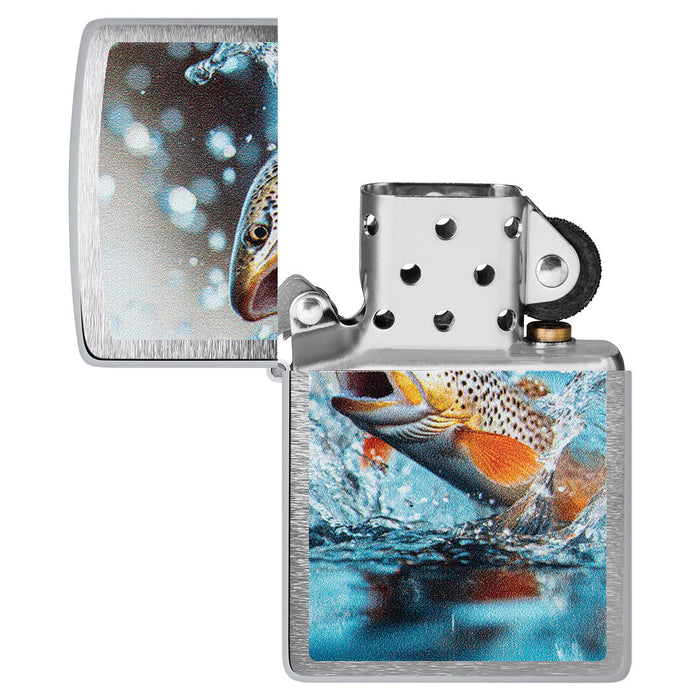Zippo Lighter: Trout Fish - Brushed Chrome 47046