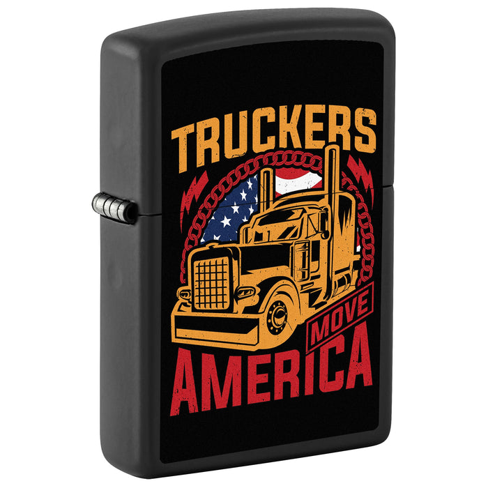 Zippo Lighter: Truckers Move America - Black Matte 81802